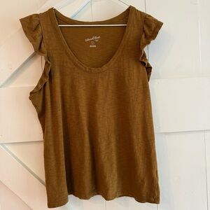 Universal Thread Sleeveless Blouse Women’s Medium Brown Ruffle Sleeve Scoop Neck